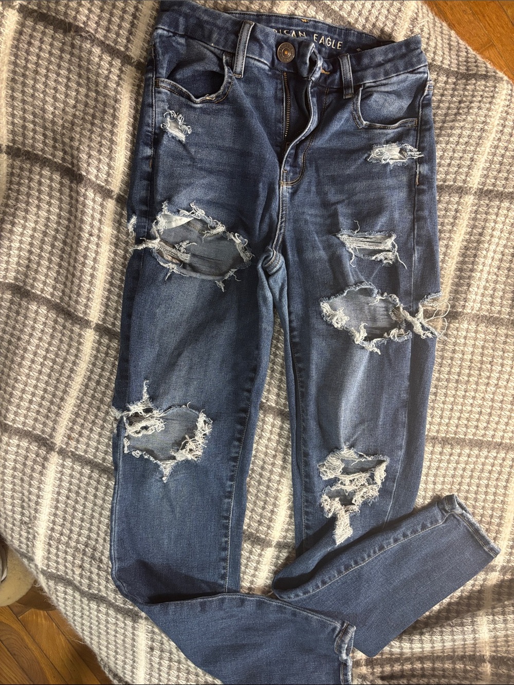 American Eagle Outfitters Ripped Dark Blue Women's Jeggings